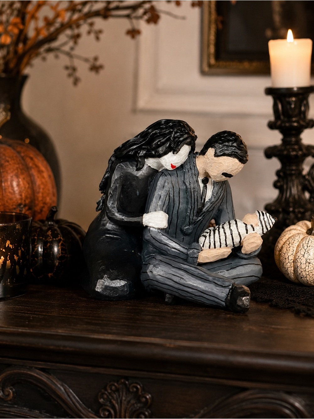 Addams Family Handmade Figurine | Gomez Morticia Pugsley Decor